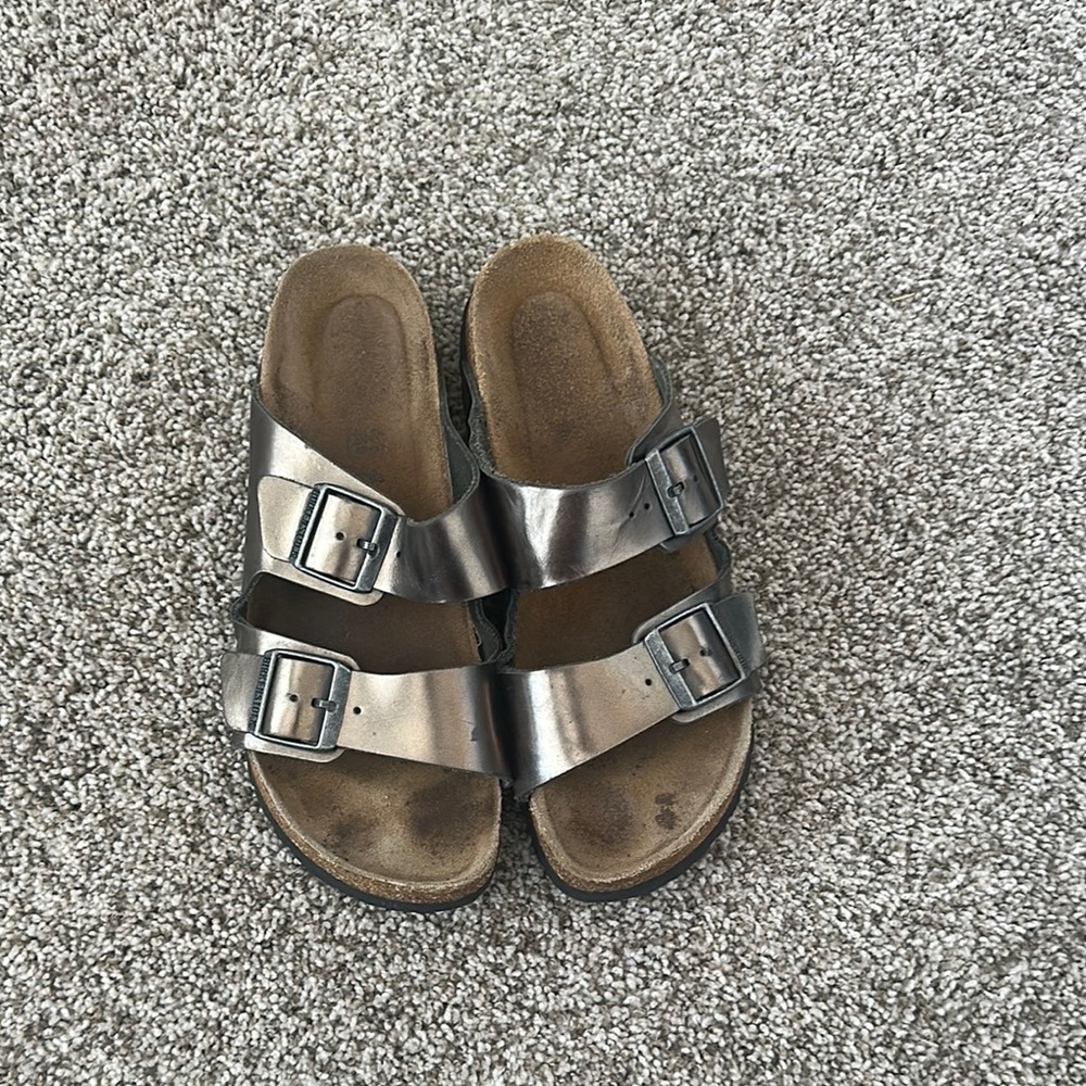 Metallic Birkenstocks Silver Sandals